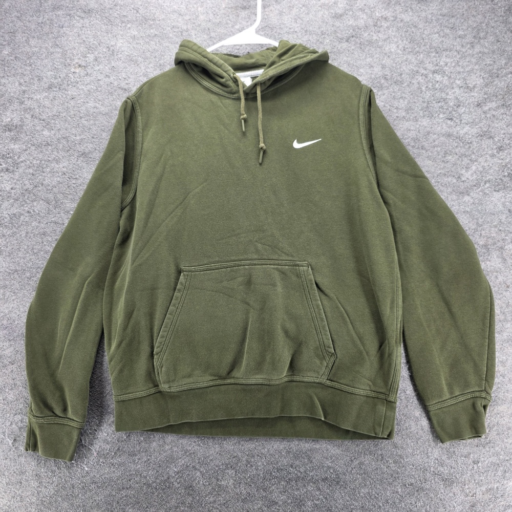 Nike Hoodie Mens L Green Pullover Hooded Kangaroo Pocket Fleece 826433-327
